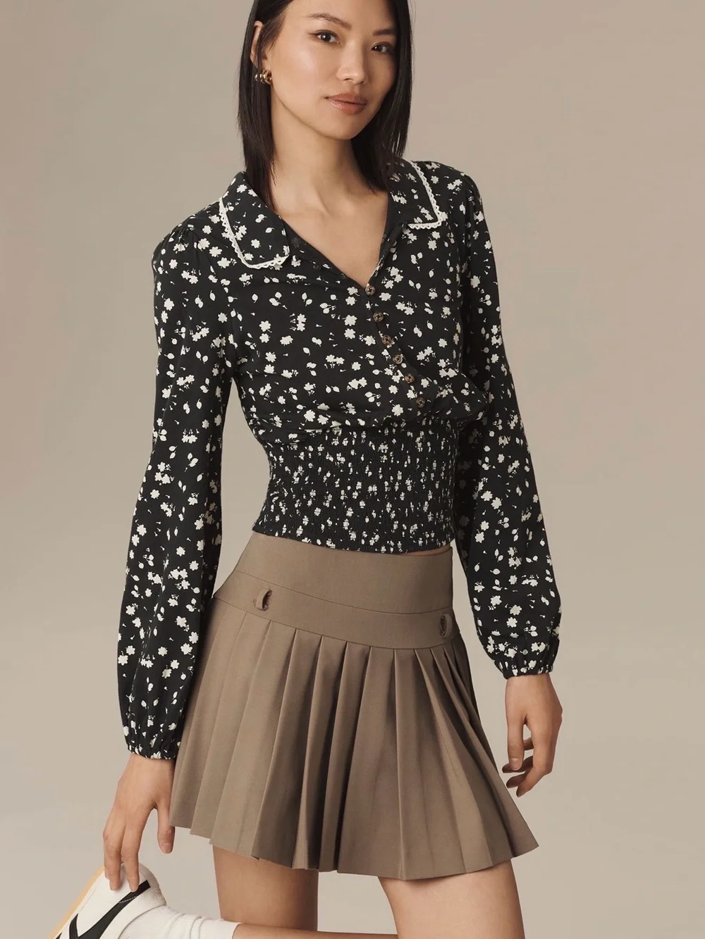 Maeve smocked button down blouse L brand new with tags